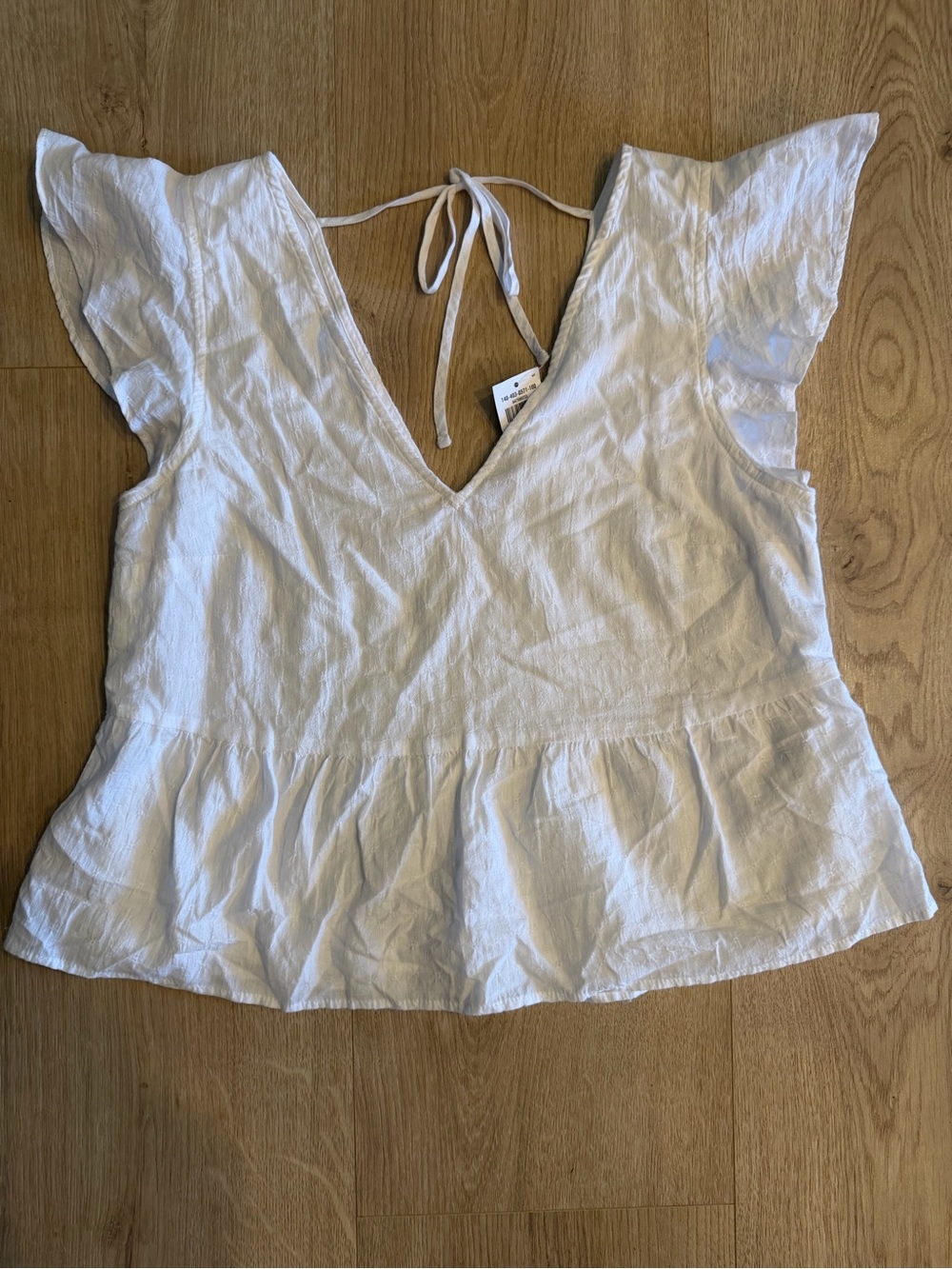 NWT Abercrombie & Fitch White Flutter Sleeve Peplum Top Size Medium
